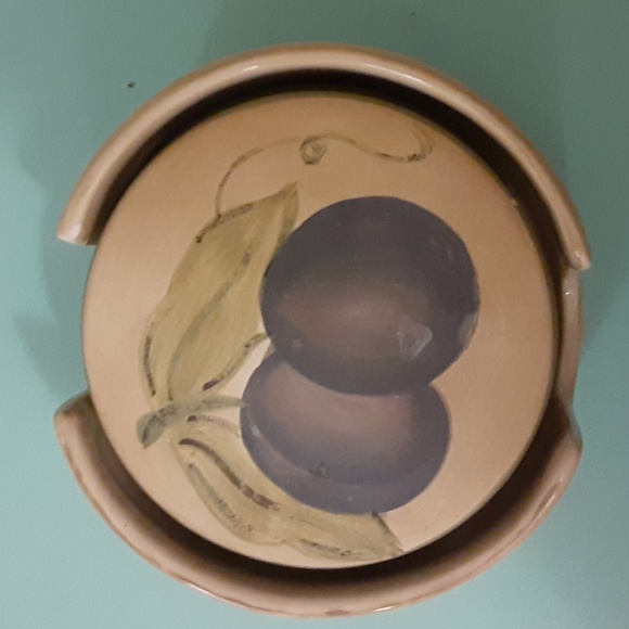 Vintage Tabletop Gallery Francesca Pottery Coasters set/Holder Fruit Handpainted - Picture 16 of 16